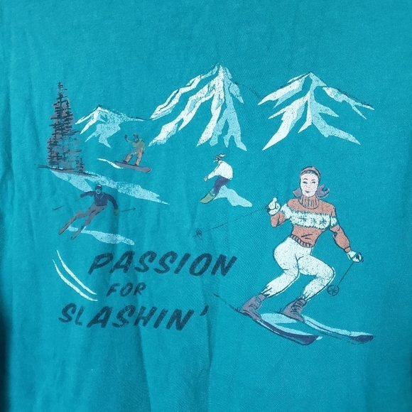 The North Face Men's Small Teal Blue Short Sleeve T-shirt Passion for Slashin' - Picture 3 of 6